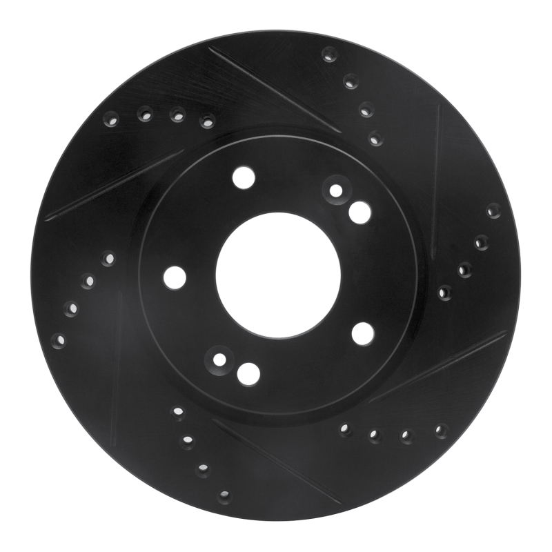 Hyundai Elantra GT Brake Rotor (1) - Front Right - R1 Concepts - Drilled & Slotted - Black - `11-`25